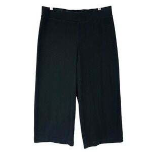 Pure Jill J. Jill Black Cotton Stretch Wide Full Leg Cropped Pants Size Medium